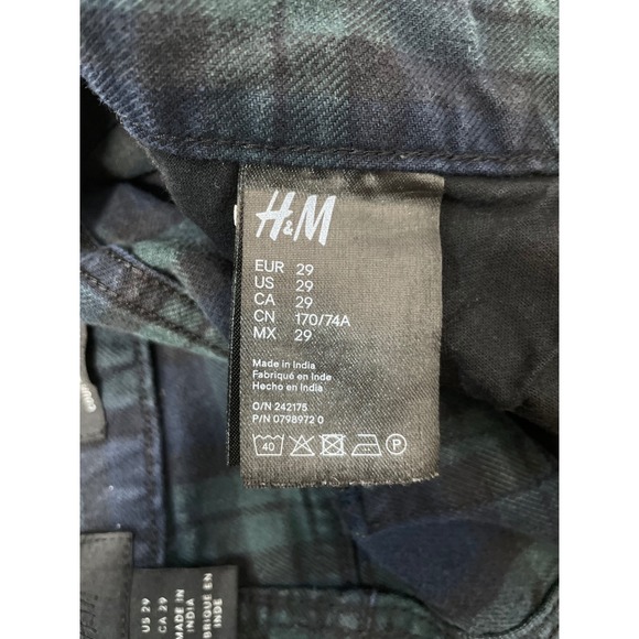 H&M Womens Jeans US 29 Skinny Fit Plaid Blue Green Casual Pants - Picture 13 of 13